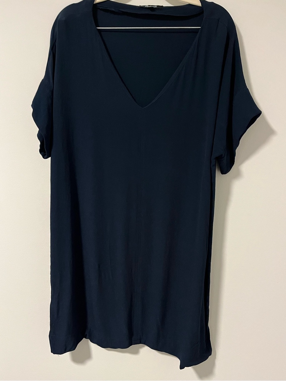Madewell Deep Navy V-Neck Short Sleeve Tunic Dress